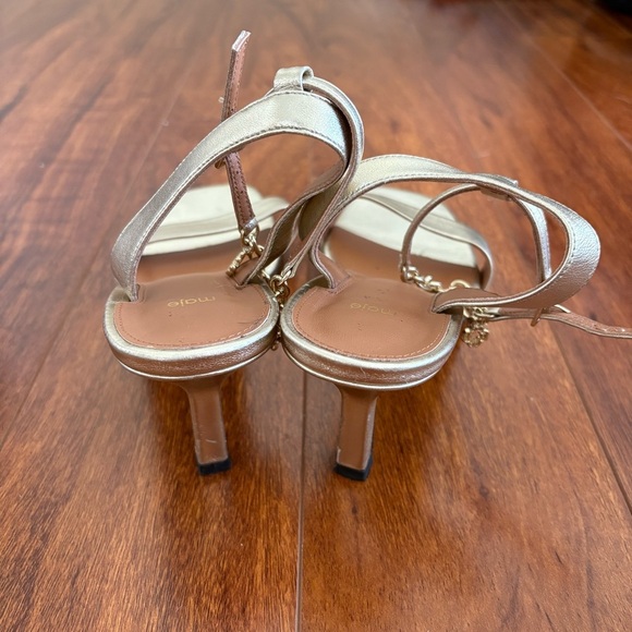 Maje Gold Metallic Leather Sandals Heels Size 40 US 9.5 - Picture 7 of 11